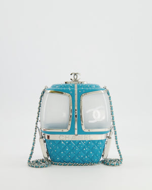 *COLLECTOR'S PIECE* Chanel FW19 Runway Blue Plexiglass Gondola Ski Lift Bag With Silver Hardware and Crystal Details
