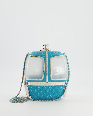 *COLLECTOR'S PIECE* Chanel FW19 Runway Blue Plexiglass Gondola Ski Lift Bag With Silver Hardware and Crystal Details