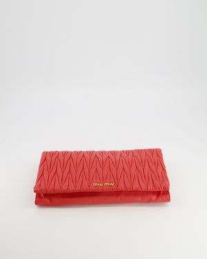 Miu Miu Burnt Orange Matelassé Leather Clutch Bag with Gold Hardware