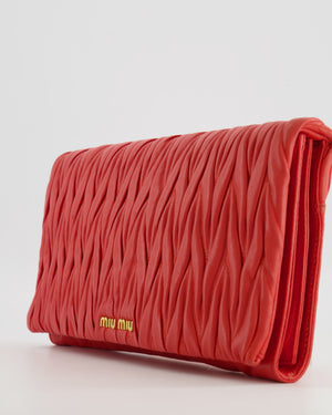 Miu Miu Burnt Orange Matelassé Leather Clutch Bag with Gold Hardware