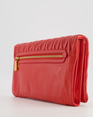 Miu Miu Burnt Orange Matelassé Leather Clutch Bag with Gold Hardware