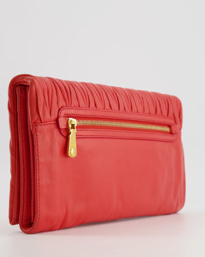 Miu Miu Burnt Orange Matelassé Leather Clutch Bag with Gold Hardware