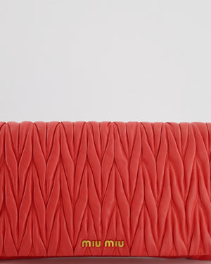 Miu Miu Burnt Orange Matelassé Leather Clutch Bag with Gold Hardware