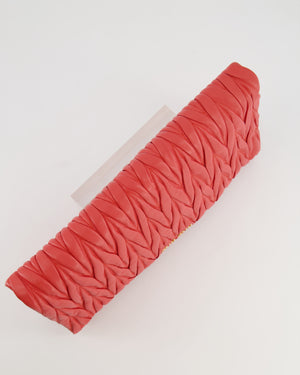 Miu Miu Burnt Orange Matelassé Leather Clutch Bag with Gold Hardware