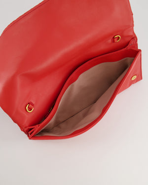 Miu Miu Burnt Orange Matelassé Leather Clutch Bag with Gold Hardware