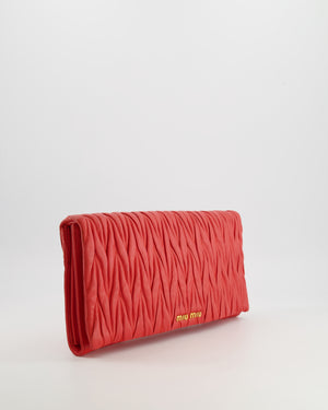 Miu Miu Burnt Orange Matelassé Leather Clutch Bag with Gold Hardware