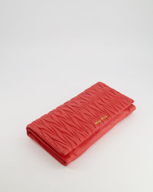 Miu Miu Burnt Orange Matelassé Leather Clutch Bag with Gold Hardware
