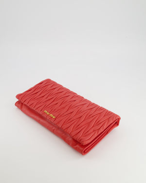 Miu Miu Burnt Orange Matelassé Leather Clutch Bag with Gold Hardware