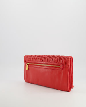 Miu Miu Burnt Orange Matelassé Leather Clutch Bag with Gold Hardware