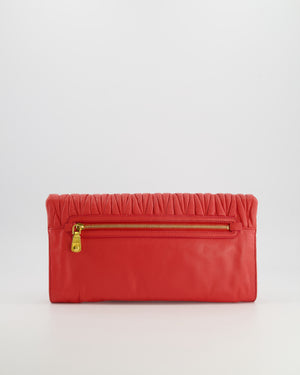 Miu Miu Burnt Orange Matelassé Leather Clutch Bag with Gold Hardware