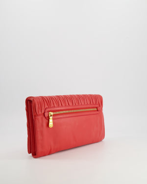 Miu Miu Burnt Orange Matelassé Leather Clutch Bag with Gold Hardware