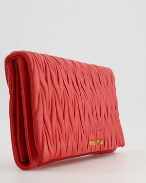 Miu Miu Burnt Orange Matelassé Leather Clutch Bag with Gold Hardware
