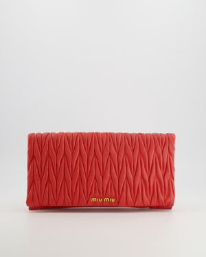 Miu Miu Burnt Orange Matelassé Leather Clutch Bag with Gold Hardware