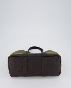 Hermès Garden Party 30 Bag in Vert Olive Canvas and Bai Brun Negonda Leather with Palladium Hardware