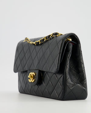 Chanel Vintage Black Small Classic Double Flap Bag in Lambskin Leather with 24K Gold Hardware