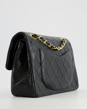 Chanel Vintage Black Small Classic Double Flap Bag in Lambskin Leather with 24K Gold Hardware