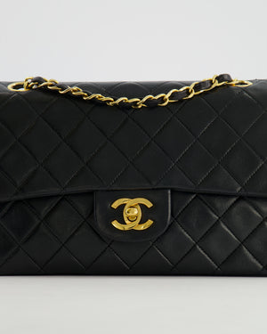 Chanel Vintage Black Small Classic Double Flap Bag in Lambskin Leather with 24K Gold Hardware