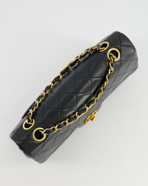 Chanel Vintage Black Small Classic Double Flap Bag in Lambskin Leather with 24K Gold Hardware