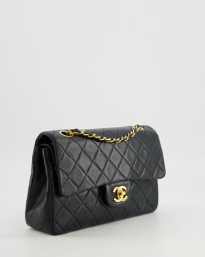 Chanel Vintage Black Small Classic Double Flap Bag in Lambskin Leather with 24K Gold Hardware