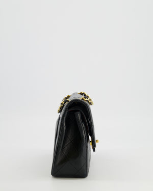 Chanel Vintage Black Small Classic Double Flap Bag in Lambskin Leather with 24K Gold Hardware