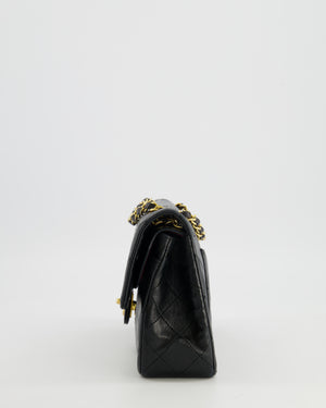 Chanel Vintage Black Small Classic Double Flap Bag in Lambskin Leather with 24K Gold Hardware