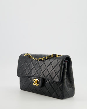 Chanel Vintage Black Small Classic Double Flap Bag in Lambskin Leather with 24K Gold Hardware
