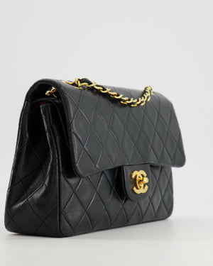 Chanel Vintage Black Small Classic Double Flap Bag in Lambskin Leather with 24K Gold Hardware