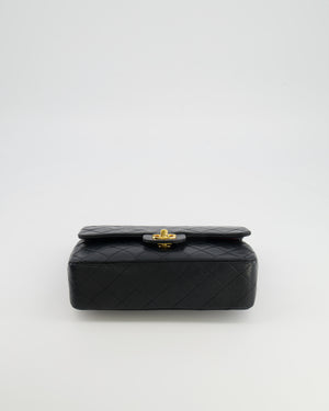 Chanel Vintage Black Small Classic Double Flap Bag in Lambskin Leather with 24K Gold Hardware