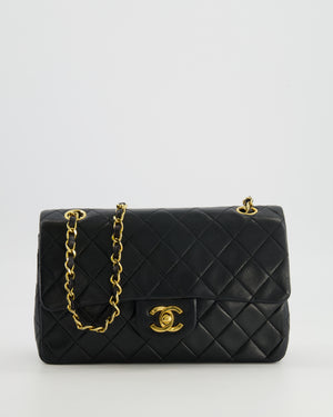 Chanel Vintage Black Small Classic Double Flap Bag in Lambskin Leather with 24K Gold Hardware