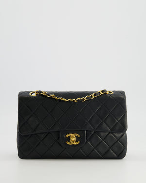 Chanel Vintage Black Small Classic Double Flap Bag in Lambskin Leather with 24K Gold Hardware