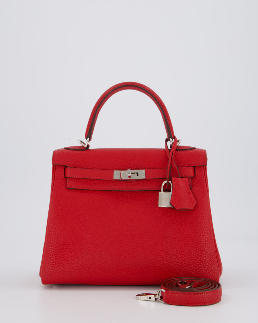 Hermès Kelly 25 Retourne Bag in Rouge Casaque Togo Leather with Palladium Hardware
