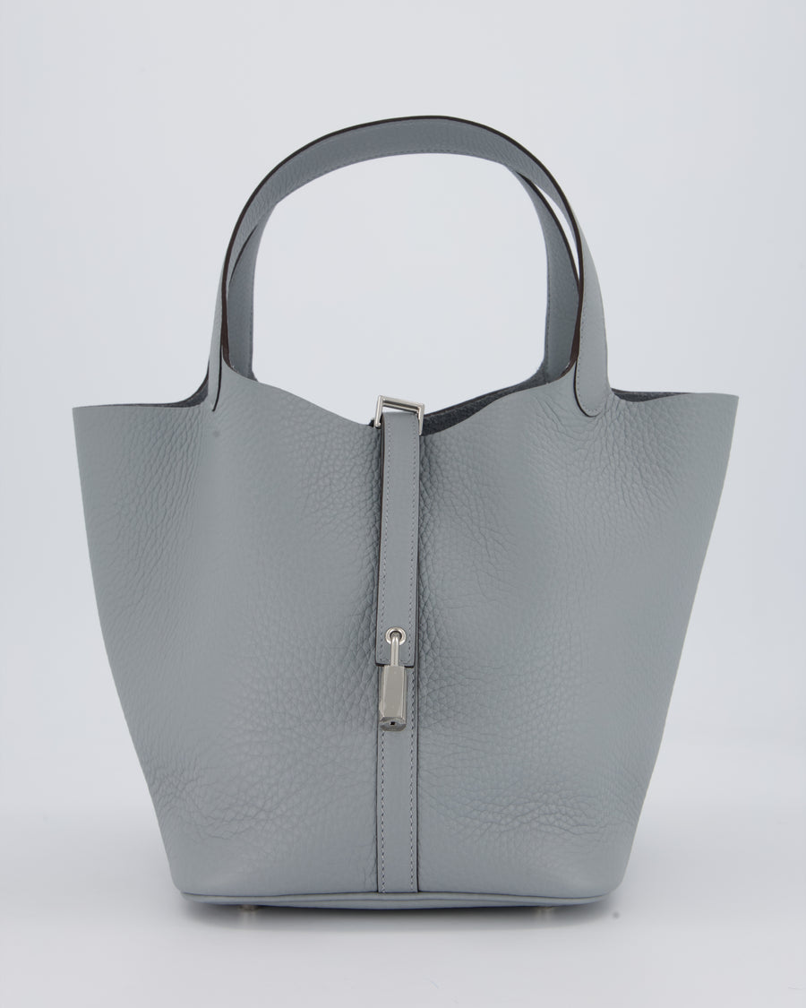 Hermès Picotin Lock 22 Bag in Gris Pantin Clemence Leather with Palladium Hardware