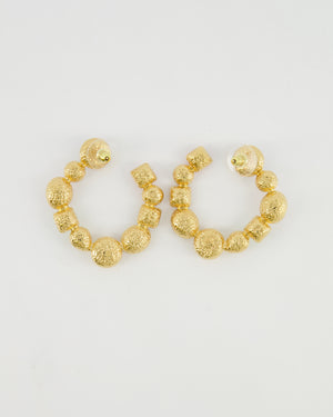 Chanel Cruise 26 Collection Gold Round CC Hoop Earrings with Multi-Colour Crystal Details