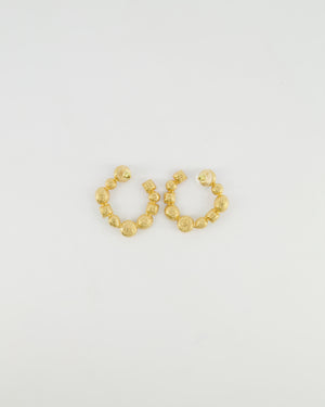 Chanel Cruise 26 Collection Gold Round CC Hoop Earrings with Multi-Colour Crystal Details