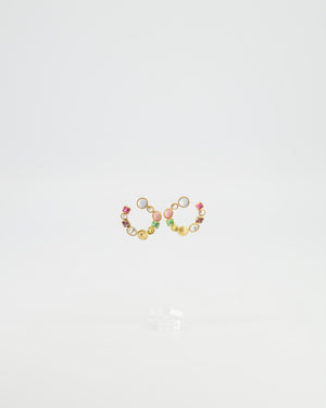 Chanel Cruise 26 Collection Gold Round CC Hoop Earrings with Multi-Colour Crystal Details