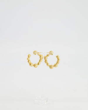 Chanel Cruise 26 Collection Gold Round CC Hoop Earrings with Multi-Colour Crystal Details