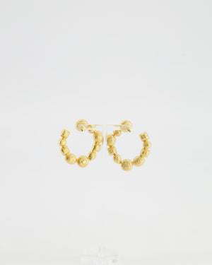 Chanel Cruise 26 Collection Gold Round CC Hoop Earrings with Multi-Colour Crystal Details