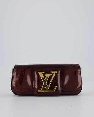 Louis Vuitton Burgundy Sobe Clutch Bag in Amarante Vernis Leather with Monogram Logo and Gold Hardware