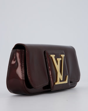 Louis Vuitton Burgundy Sobe Clutch Bag in Amarante Vernis Leather with Monogram Logo and Gold Hardware