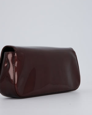 Louis Vuitton Burgundy Sobe Clutch Bag in Amarante Vernis Leather with Monogram Logo and Gold Hardware
