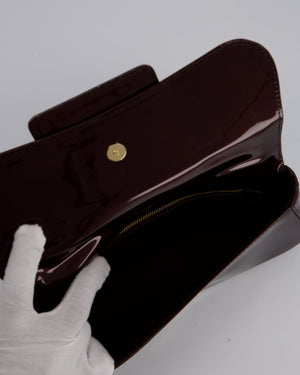 Louis Vuitton Burgundy Sobe Clutch Bag in Amarante Vernis Leather with Monogram Logo and Gold Hardware