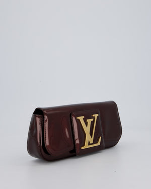 Louis Vuitton Burgundy Sobe Clutch Bag in Amarante Vernis Leather with Monogram Logo and Gold Hardware