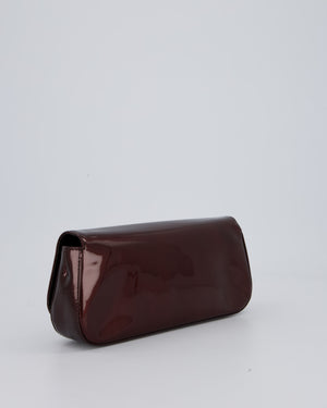 Louis Vuitton Burgundy Sobe Clutch Bag in Amarante Vernis Leather with Monogram Logo and Gold Hardware