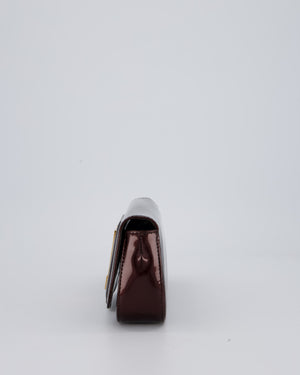 Louis Vuitton Burgundy Sobe Clutch Bag in Amarante Vernis Leather with Monogram Logo and Gold Hardware