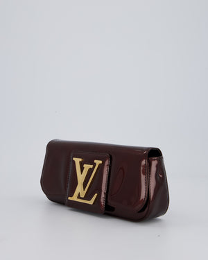 Louis Vuitton Burgundy Sobe Clutch Bag in Amarante Vernis Leather with Monogram Logo and Gold Hardware