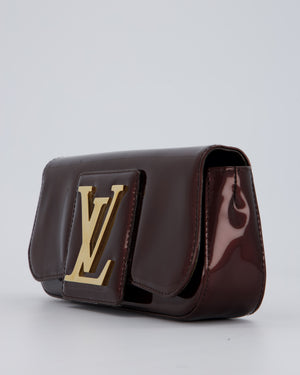 Louis Vuitton Burgundy Sobe Clutch Bag in Amarante Vernis Leather with Monogram Logo and Gold Hardware