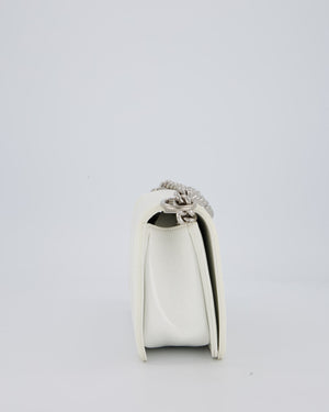 Chanel White Medium Boy Bag in Patent Leather with Silver Hardware