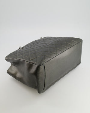 Chanel Grand Shopping Tote GST Bag in Metallic Grey Caviar Leather with Silver Hardware