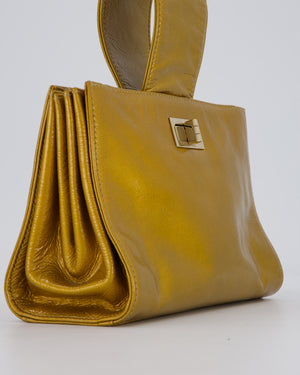 Chanel Gold Metallic Reissue Small Double Clutch Bag in Patent Leather with Champagne Gold Hardware
