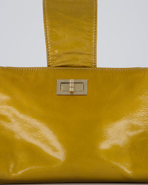 Chanel Gold Metallic Reissue Small Double Clutch Bag in Patent Leather with Champagne Gold Hardware
